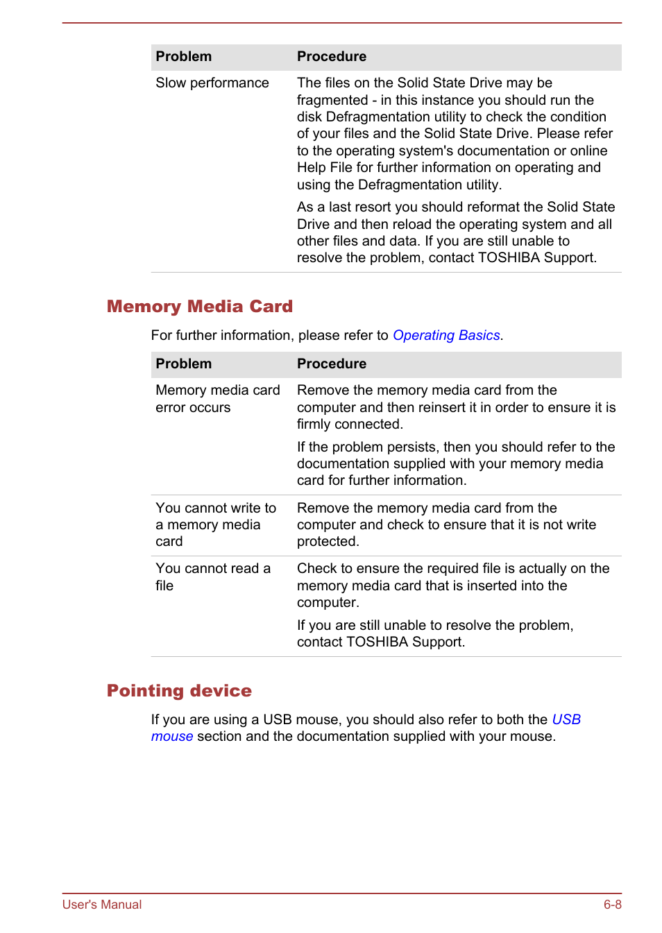 Memory media card, Pointing device | Toshiba Portege Z930-F User Manual | Page 118 / 132