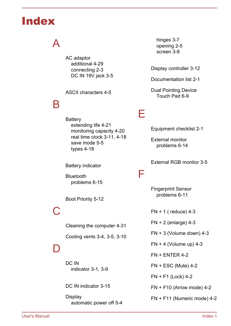 Index, Index a | Toshiba Portege Z930-F User Manual | Page 127 / 132