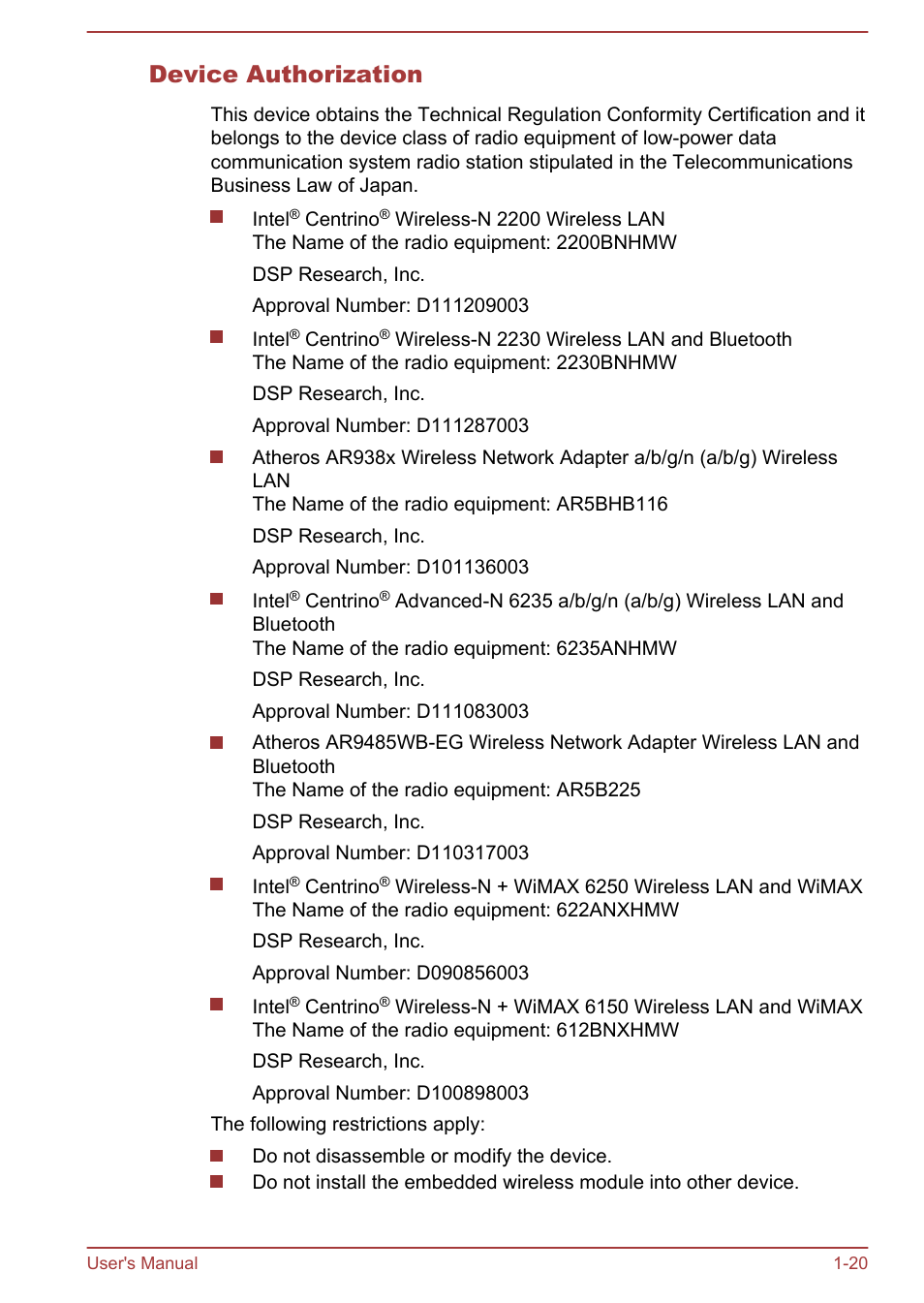 Device authorization | Toshiba Portege Z930-F User Manual | Page 23 / 132