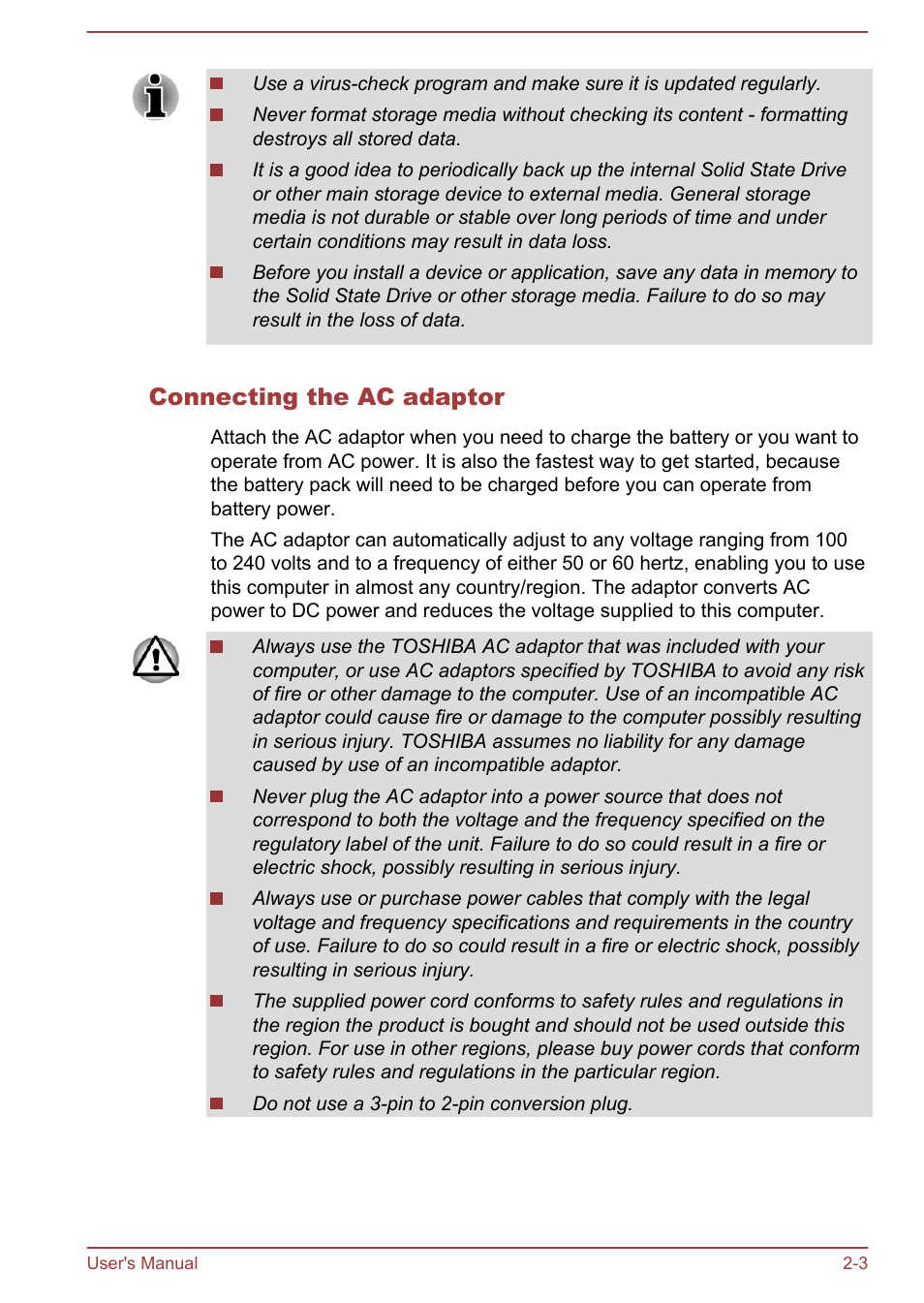 Connecting the ac adaptor | Toshiba Portege Z930-F User Manual | Page 30 / 132