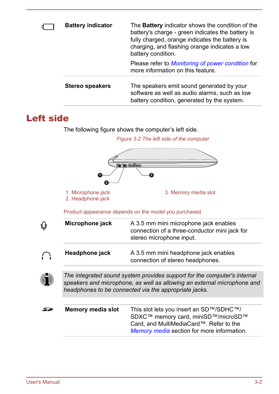 Left side, Left side -2 | Toshiba Portege Z930-F User Manual | Page 40 / 132