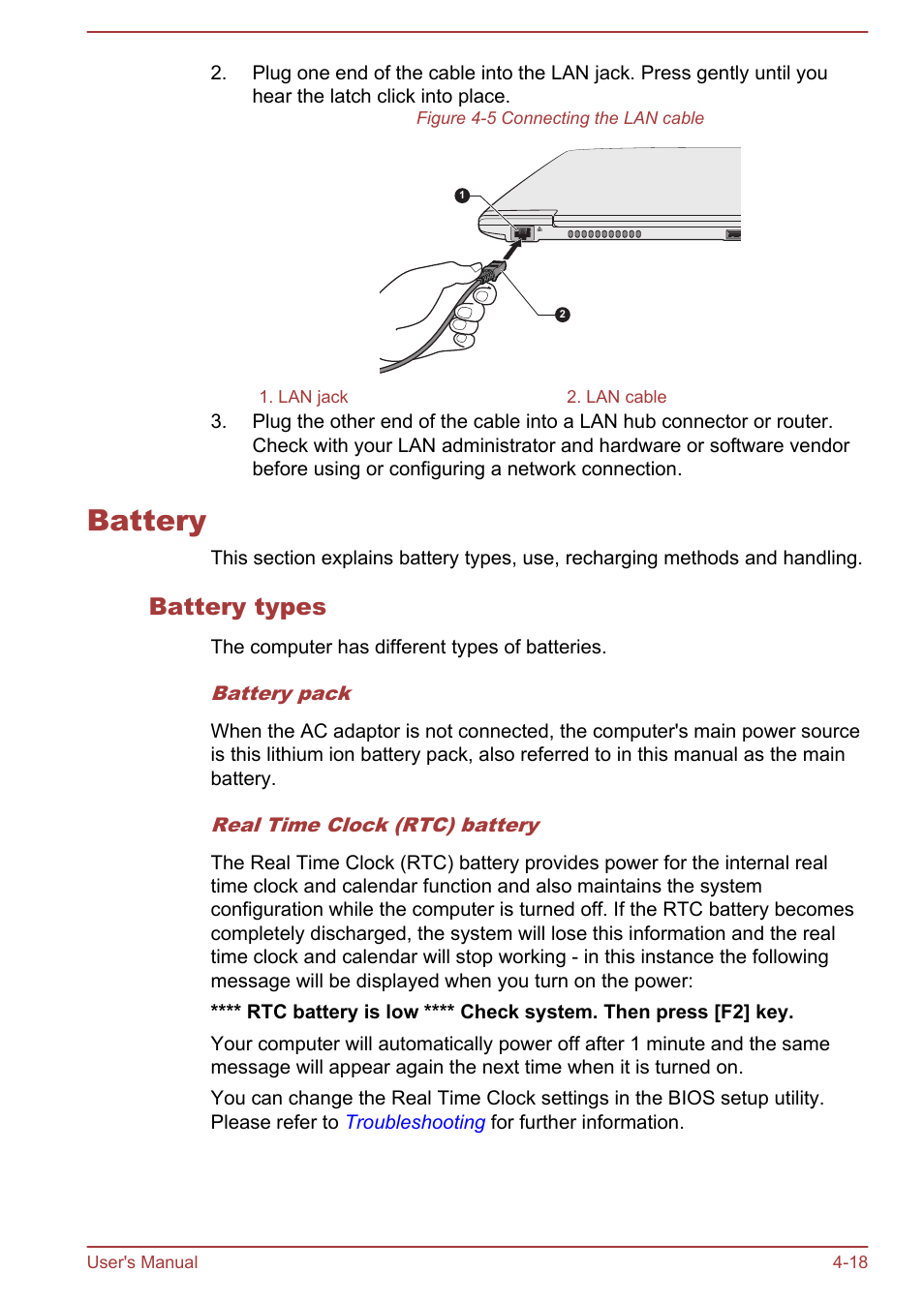 Battery, Battery types, Battery -18 | Toshiba Portege Z930-F User Manual | Page 74 / 132