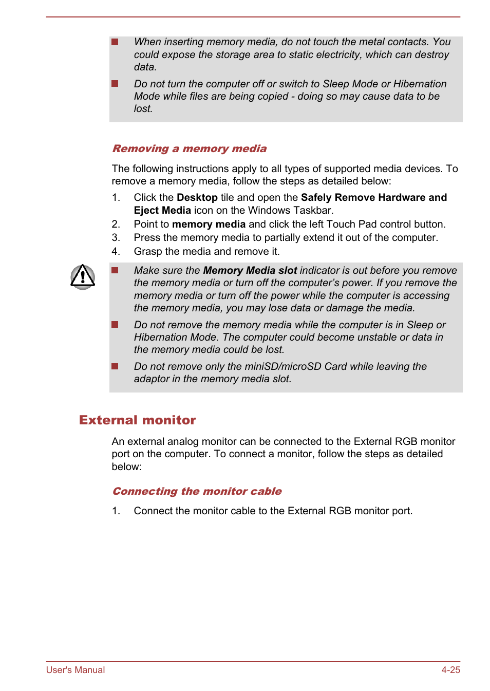 External monitor | Toshiba Portege Z930-F User Manual | Page 81 / 132