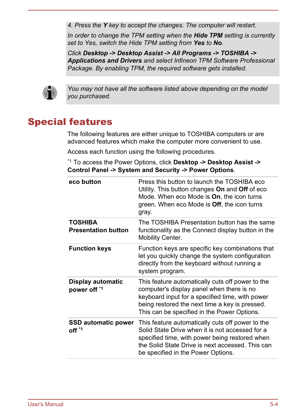 Special features, Special features -4 | Toshiba Portege Z930-F User Manual | Page 92 / 132