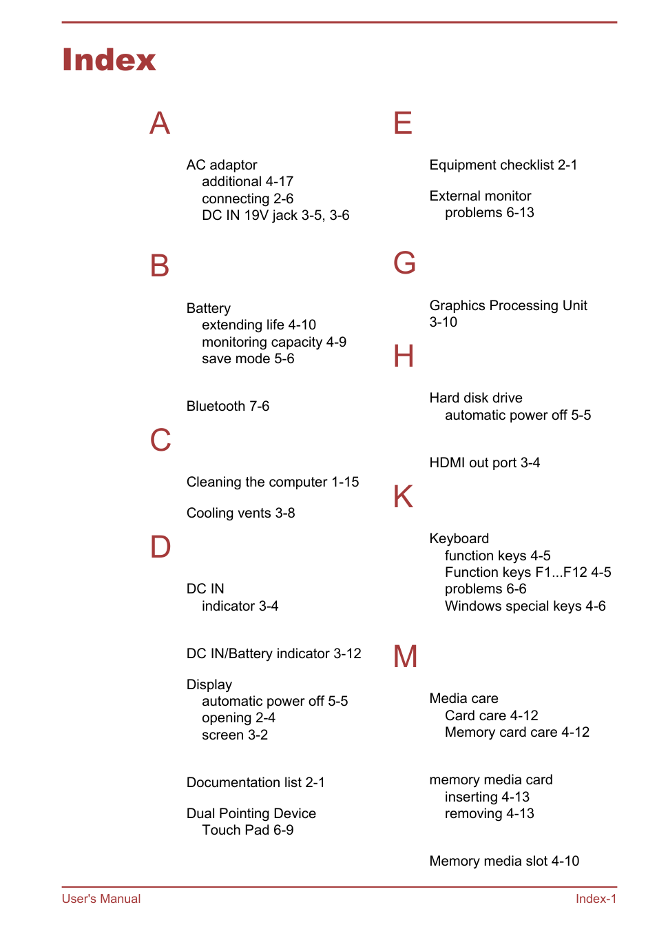 Index, Index a | Toshiba Satellite L30W-B User Manual | Page 118 / 120