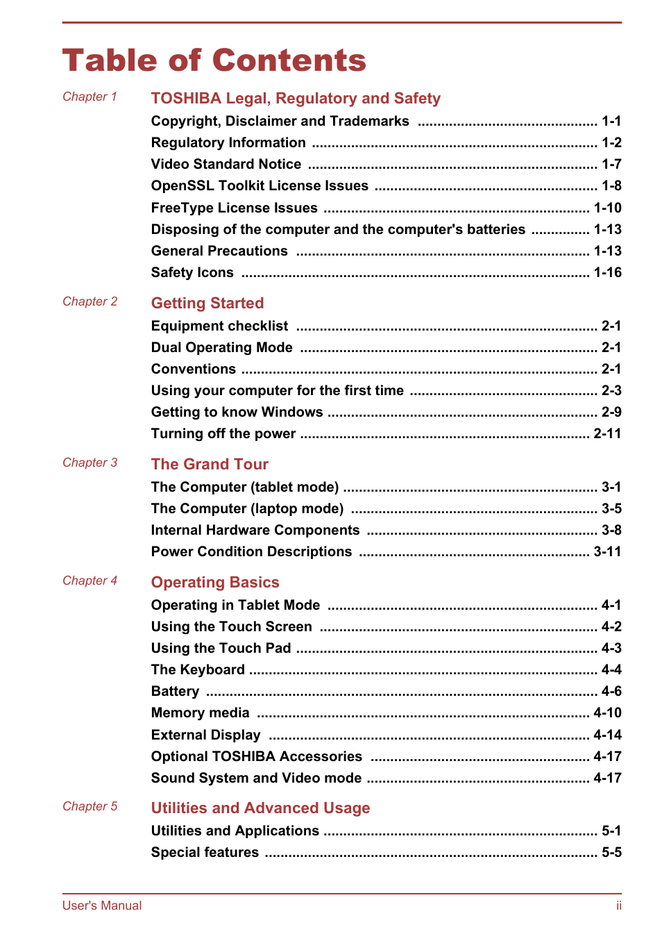 Toshiba Satellite L30W-B User Manual | Page 2 / 120