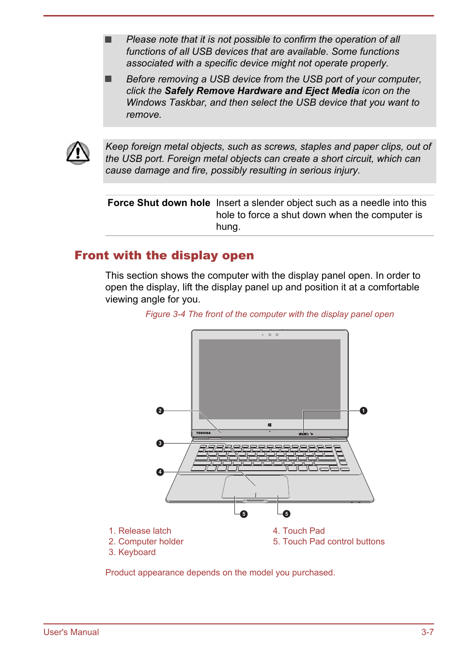 Front with the display open | Toshiba Satellite L30W-B User Manual | Page 41 / 120