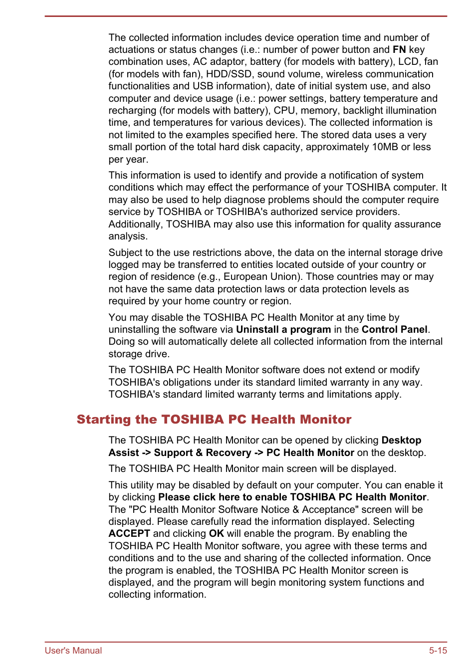 Starting the toshiba pc health monitor | Toshiba Satellite L30W-B User Manual | Page 80 / 120