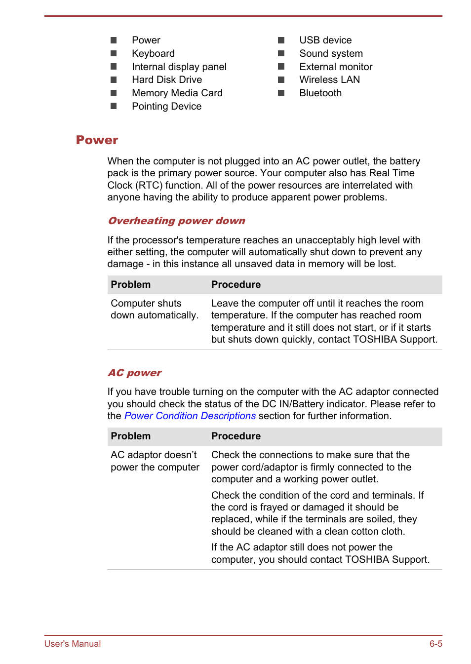Power | Toshiba Satellite L30W-B User Manual | Page 90 / 120