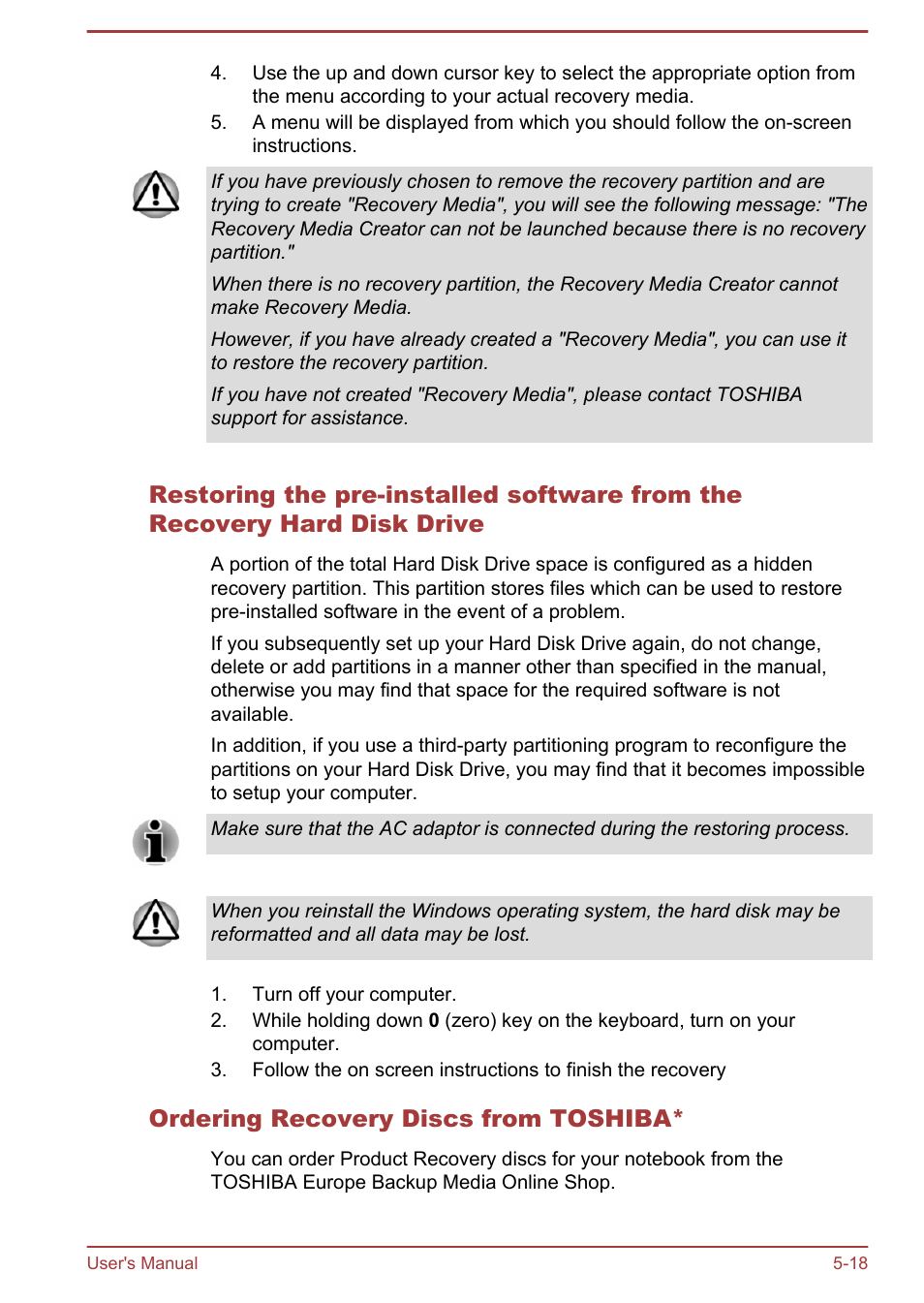 Ordering recovery discs from toshiba | Toshiba Satellite S50-A User Manual | Page 102 / 138