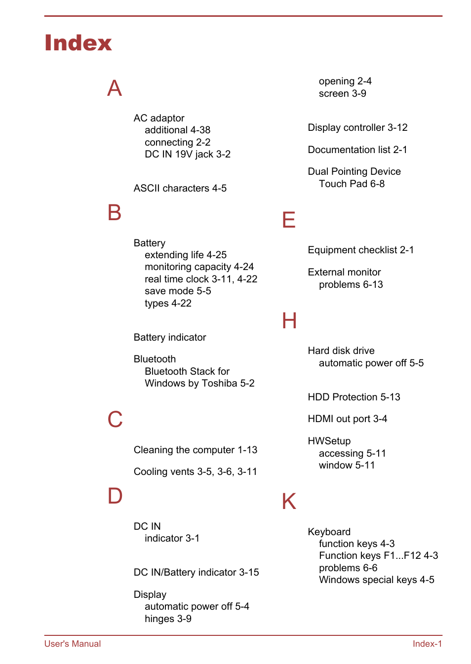 Index, Index a | Toshiba Satellite S50-A User Manual | Page 136 / 138