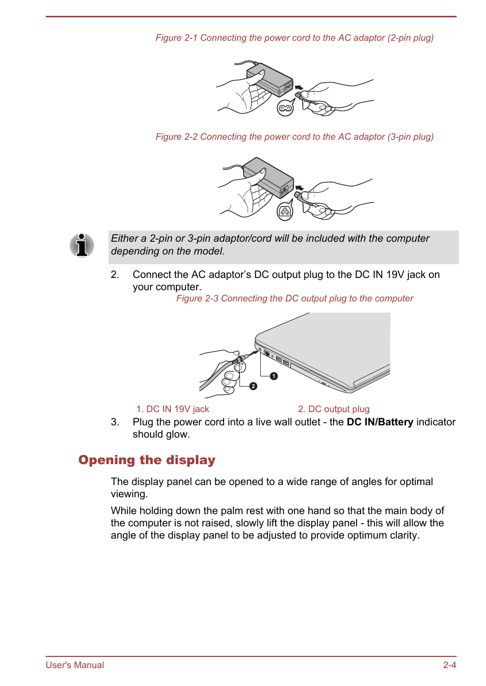 Opening the display | Toshiba Satellite S50-A User Manual | Page 22 / 138