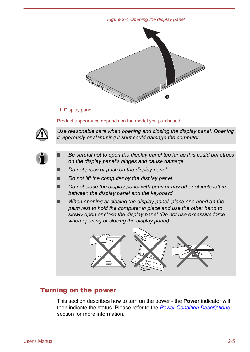 Turning on the power | Toshiba Satellite S50-A User Manual | Page 23 / 138