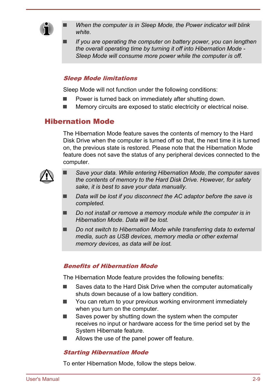 Hibernation mode | Toshiba Satellite S50-A User Manual | Page 27 / 138