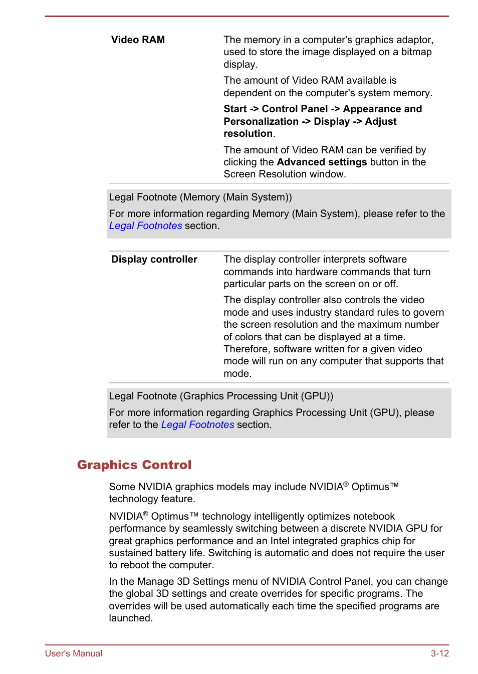 Graphics control | Toshiba Satellite S50-A User Manual | Page 40 / 138