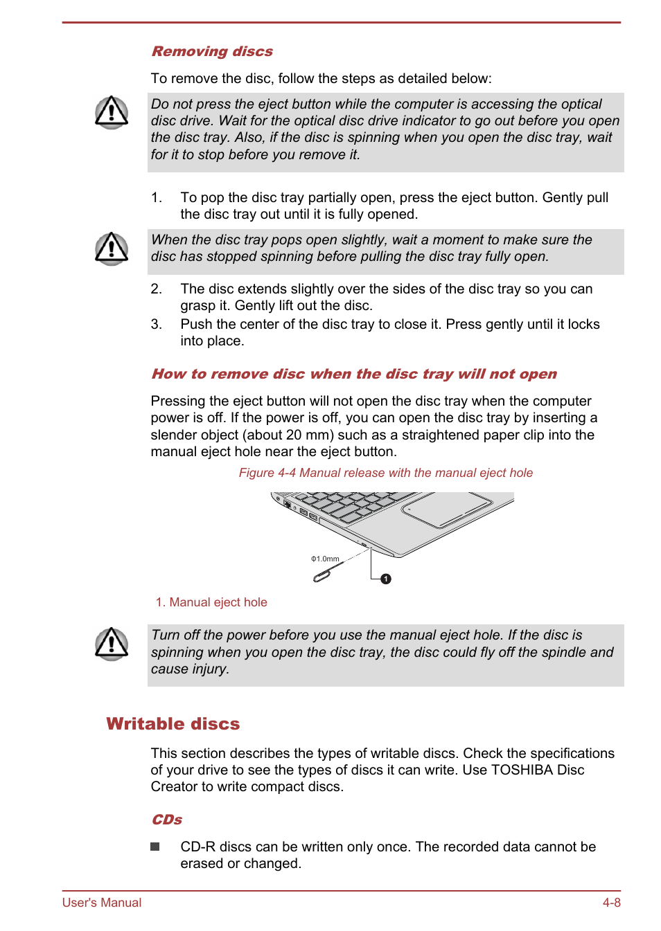 Writable discs | Toshiba Satellite S50-A User Manual | Page 52 / 138