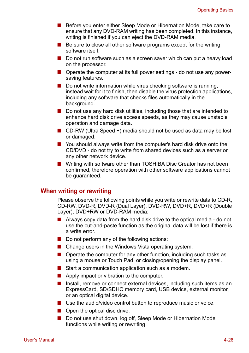 When writing or rewriting | Toshiba Portege A600 User Manual | Page 109 / 219