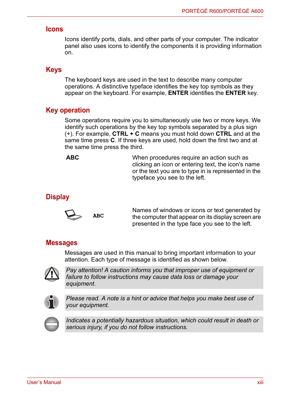 Toshiba Portege A600 User Manual | Page 13 / 219