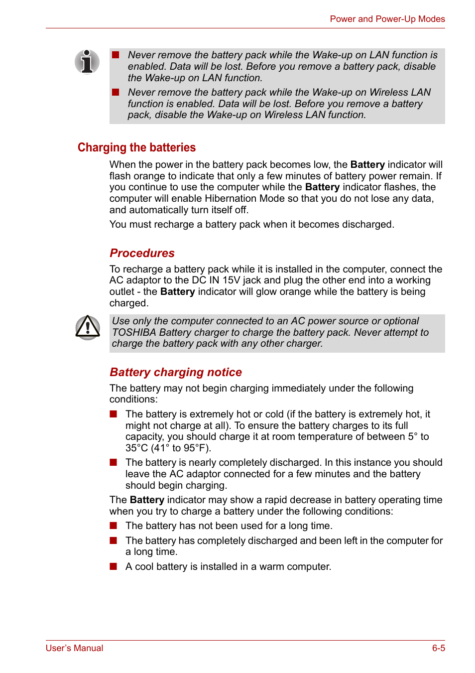 Charging the batteries | Toshiba Portege A600 User Manual | Page 142 / 219