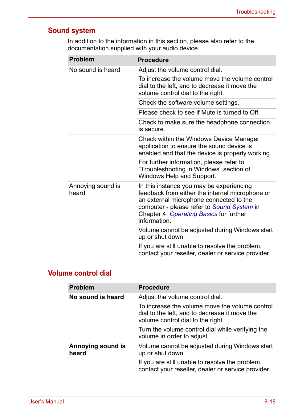 Sound system, Volume control dial | Toshiba Portege A600 User Manual | Page 174 / 219