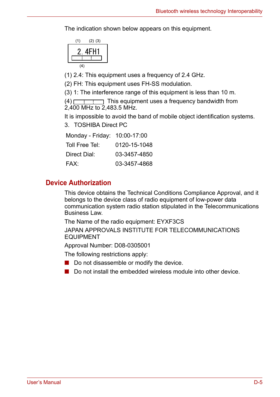 Device authorization | Toshiba Portege A600 User Manual | Page 190 / 219