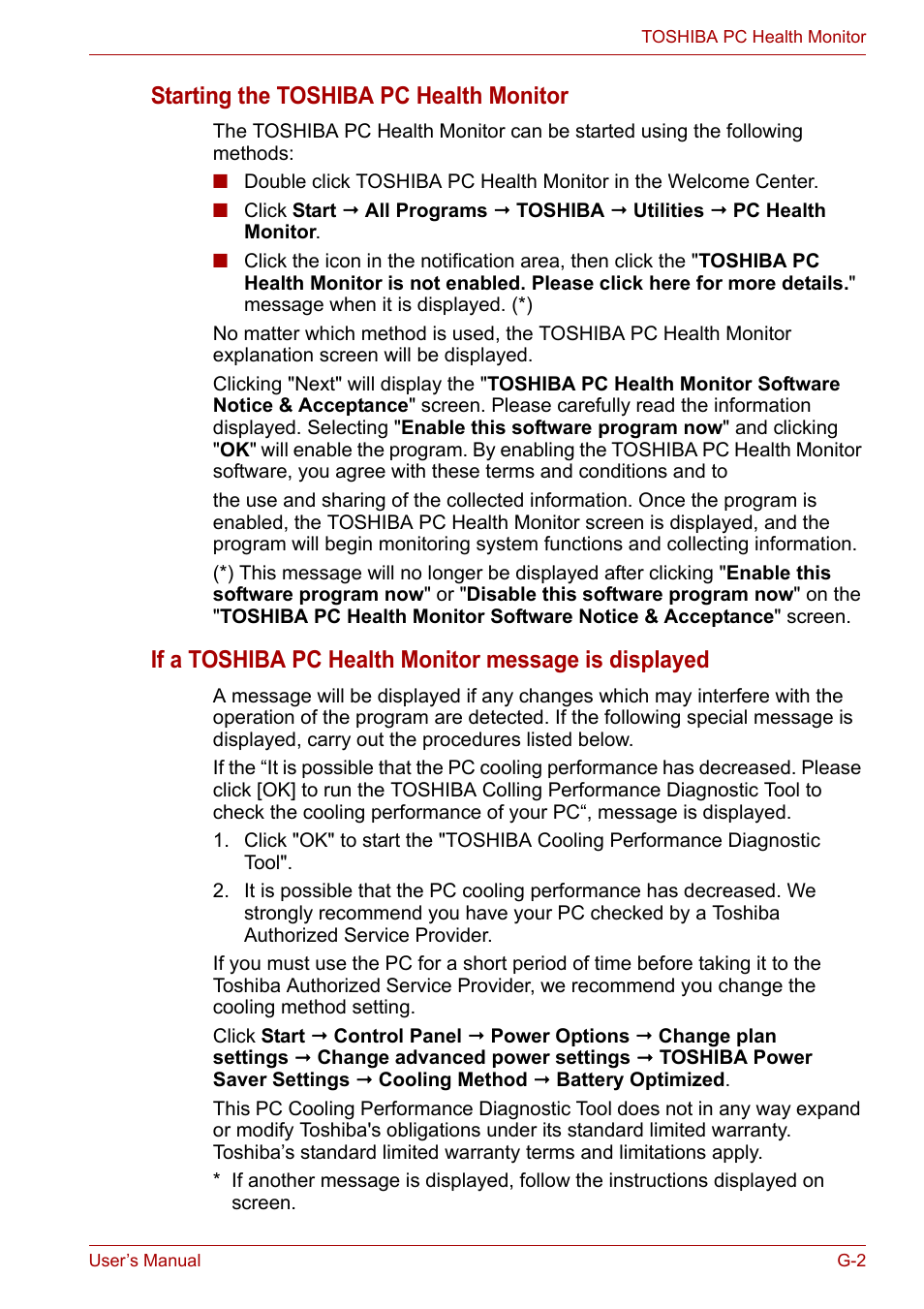 Starting the toshiba pc health monitor | Toshiba Portege A600 User Manual | Page 195 / 219