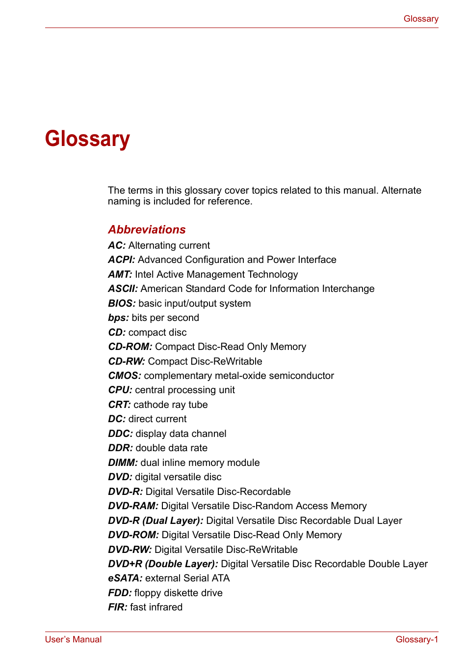 Glossary | Toshiba Portege A600 User Manual | Page 202 / 219