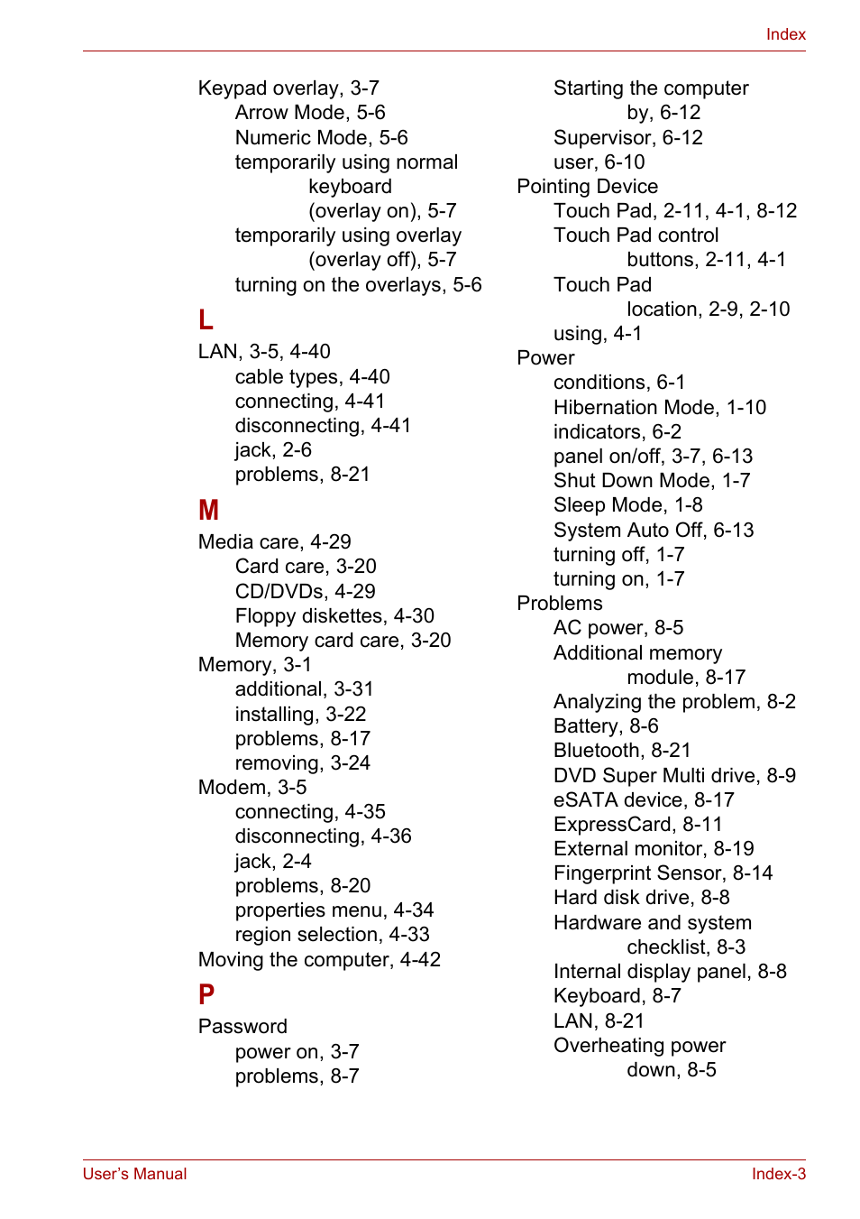 Toshiba Portege A600 User Manual | Page 217 / 219