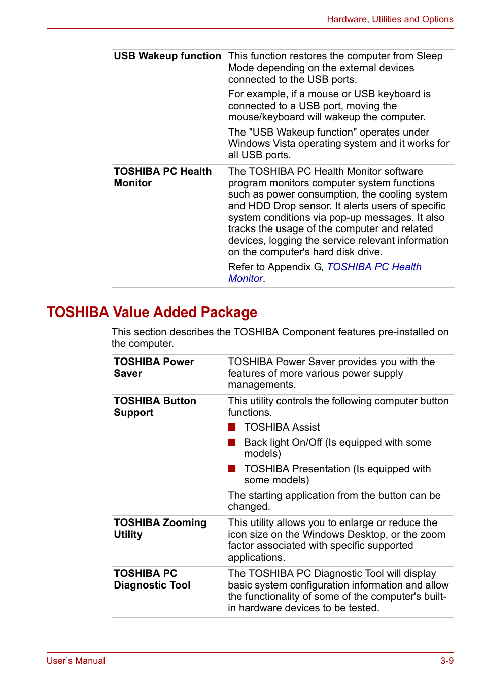 Toshiba value added package, Toshiba value added package -9 | Toshiba Portege A600 User Manual | Page 60 / 219