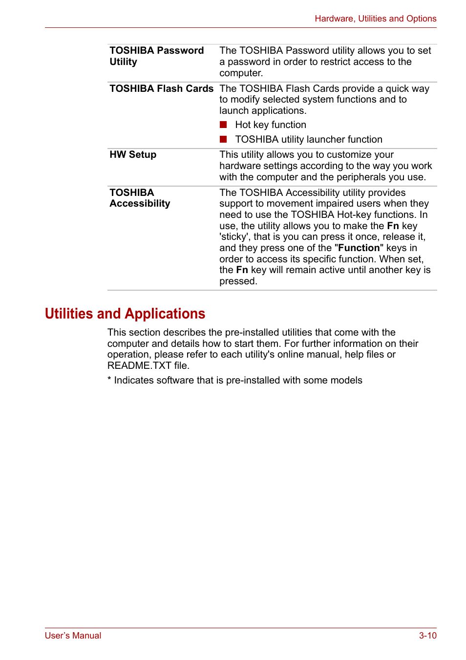 Utilities and applications, Utilities and applications -10 | Toshiba Portege A600 User Manual | Page 61 / 219