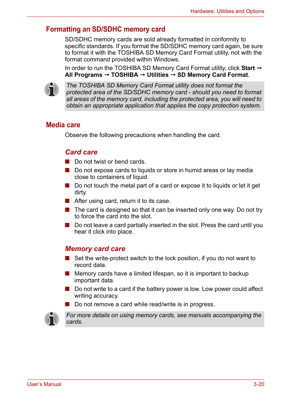 Media care | Toshiba Portege A600 User Manual | Page 71 / 219