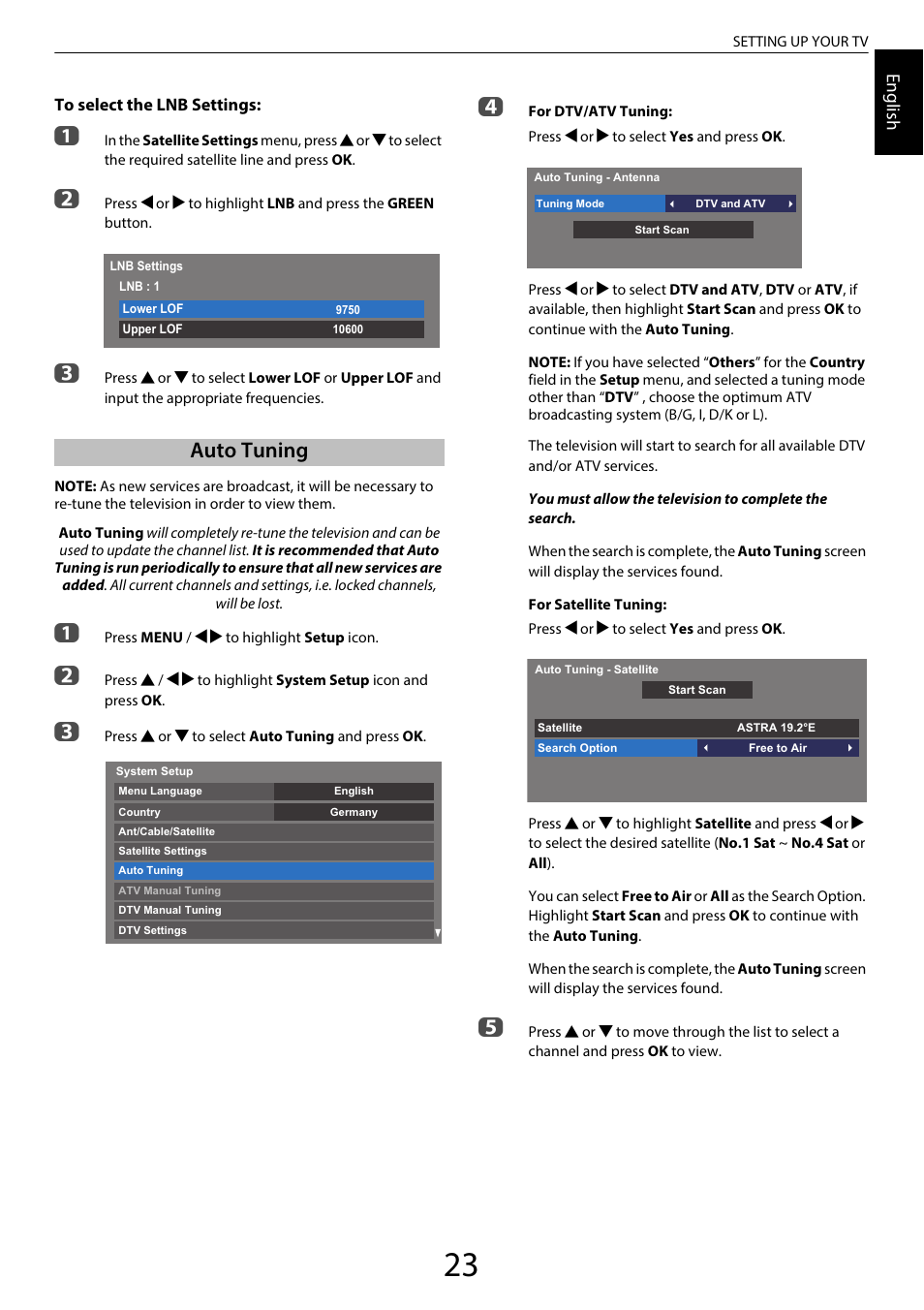 Auto tuning | Toshiba UL985 User Manual | Page 23 / 102