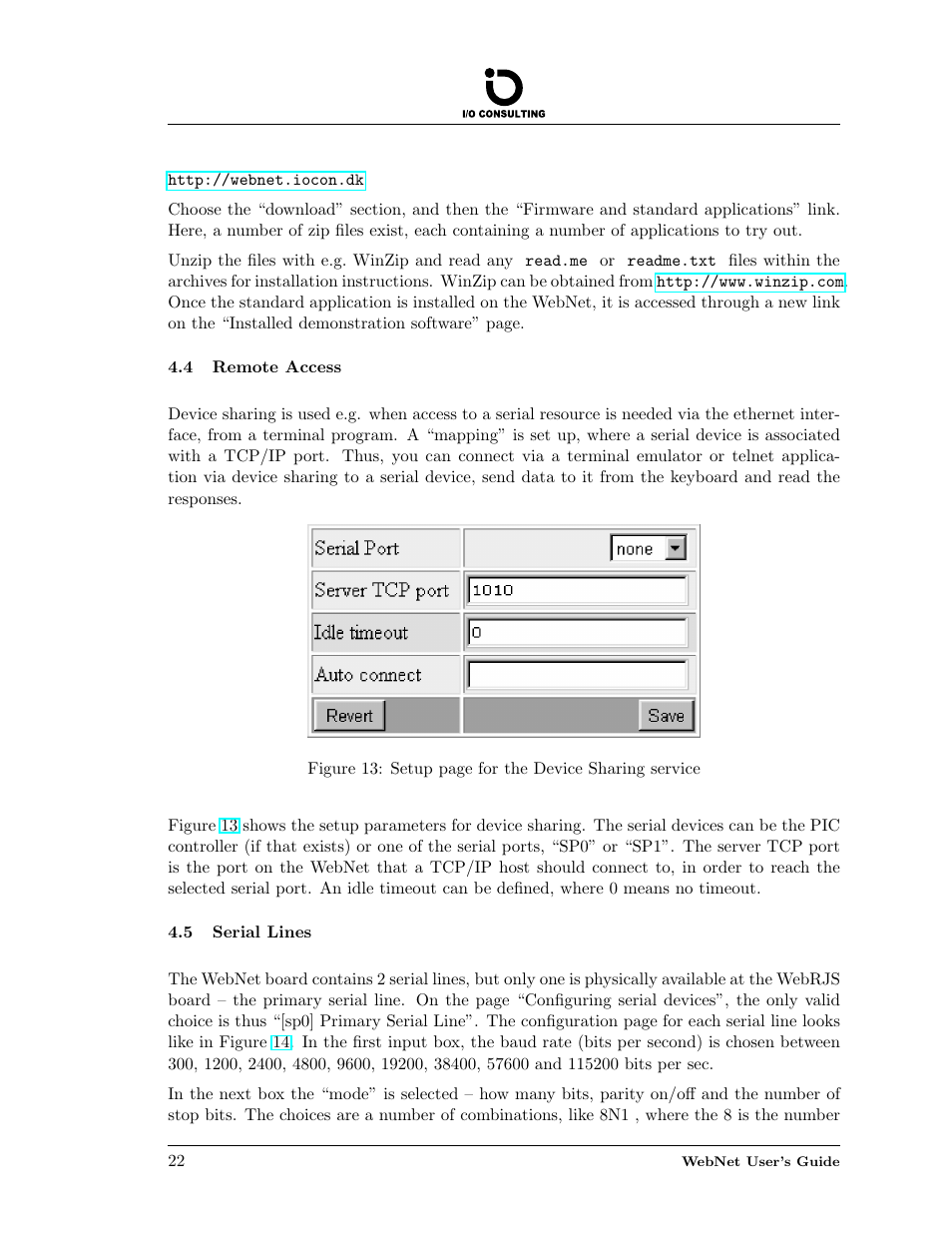 Remote access, Serial lines, 4 remote access | 5 serial lines | Addtron Technology Electronic Device WebNet User Manual | Page 22 / 41