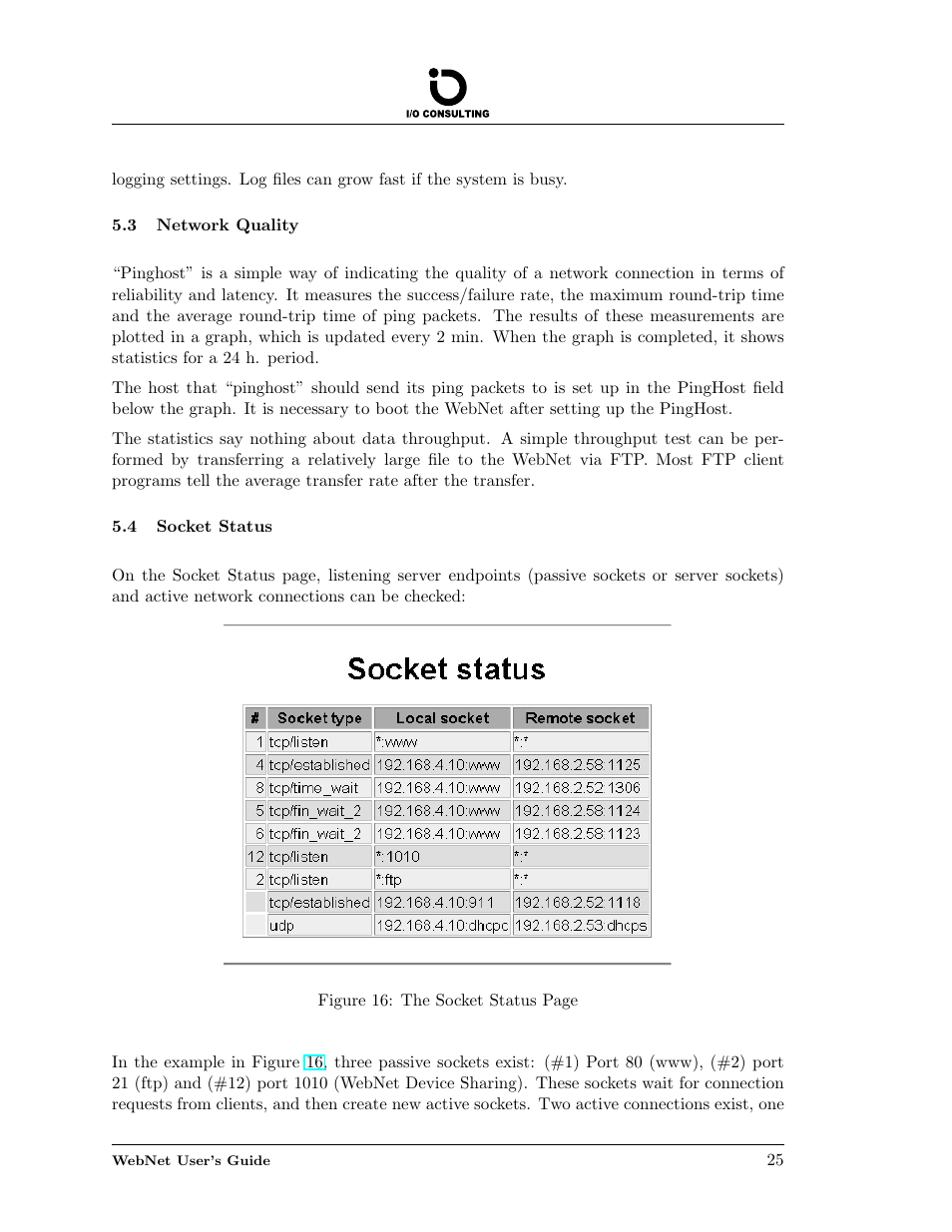 Network quality, Socket status, 3 network quality | 4 socket status | Addtron Technology Electronic Device WebNet User Manual | Page 25 / 41