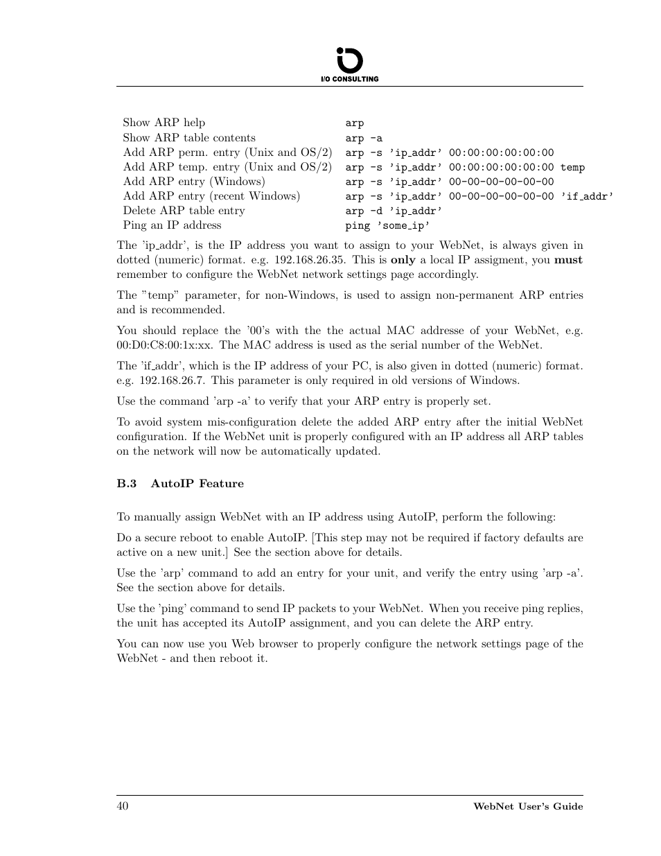 Autoip feature | Addtron Technology Electronic Device WebNet User Manual | Page 40 / 41