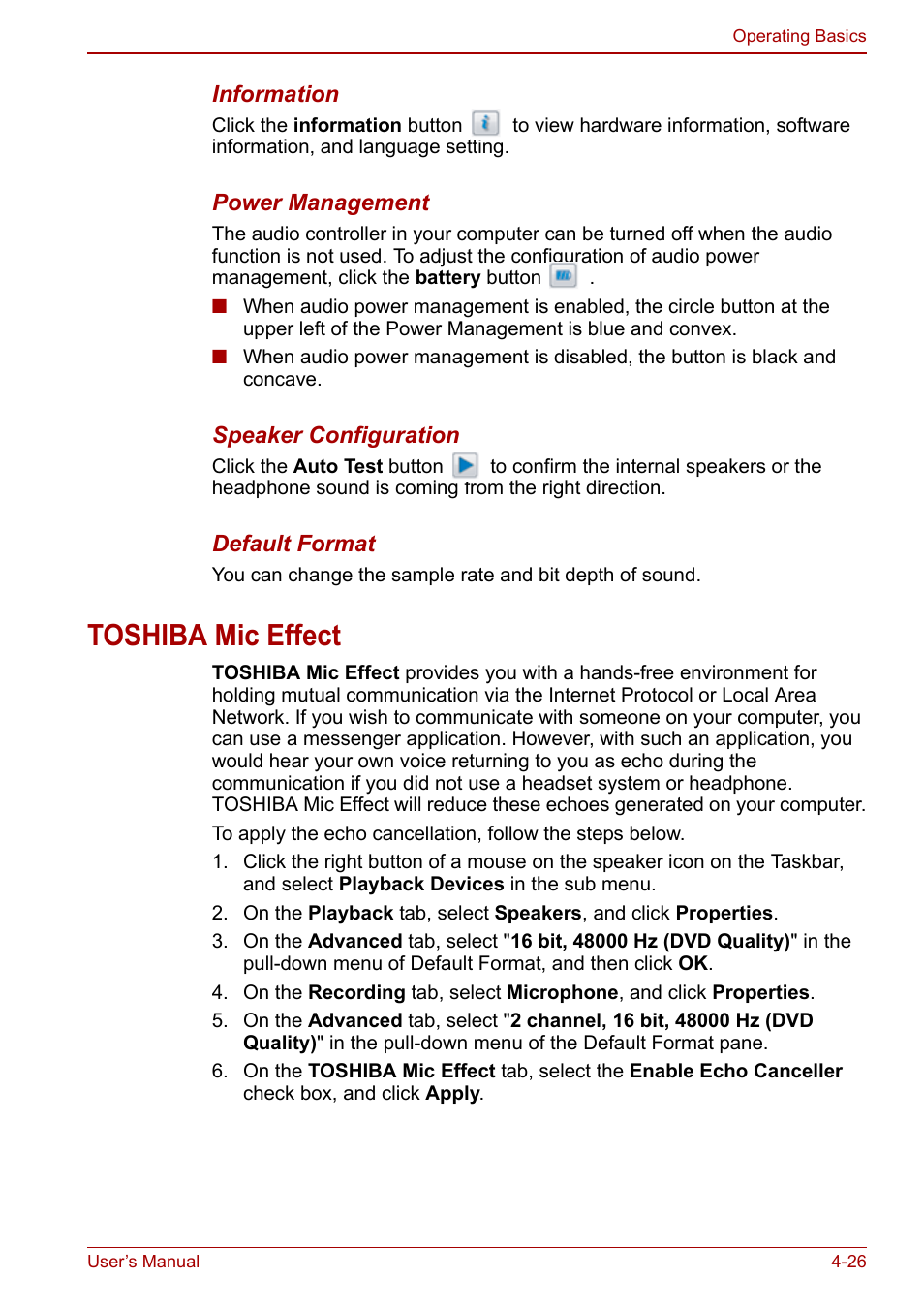 Toshiba mic effect | Toshiba Tecra M11 User Manual | Page 110 / 208