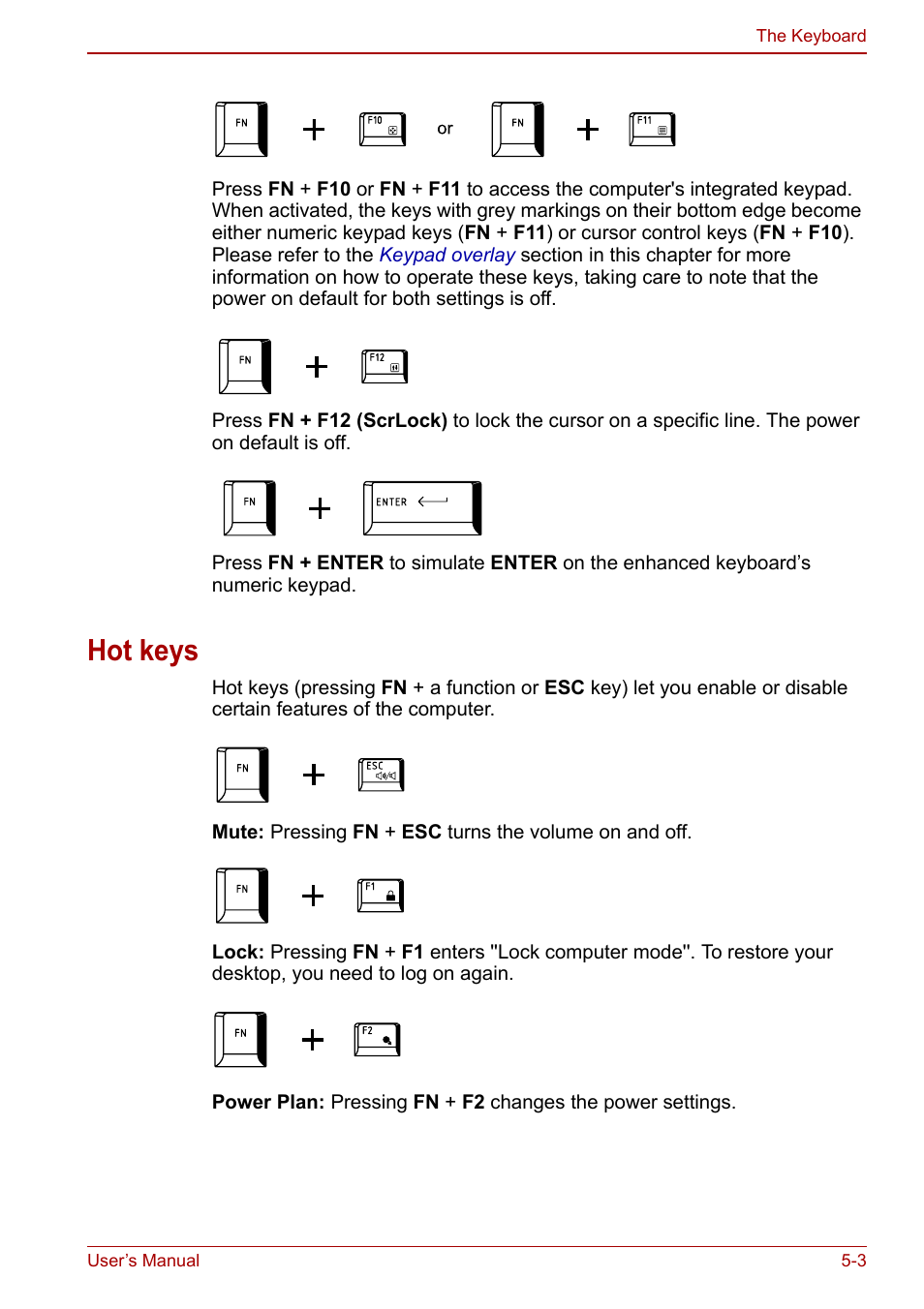 Hot keys, Hot keys -3 | Toshiba Tecra M11 User Manual | Page 133 / 208