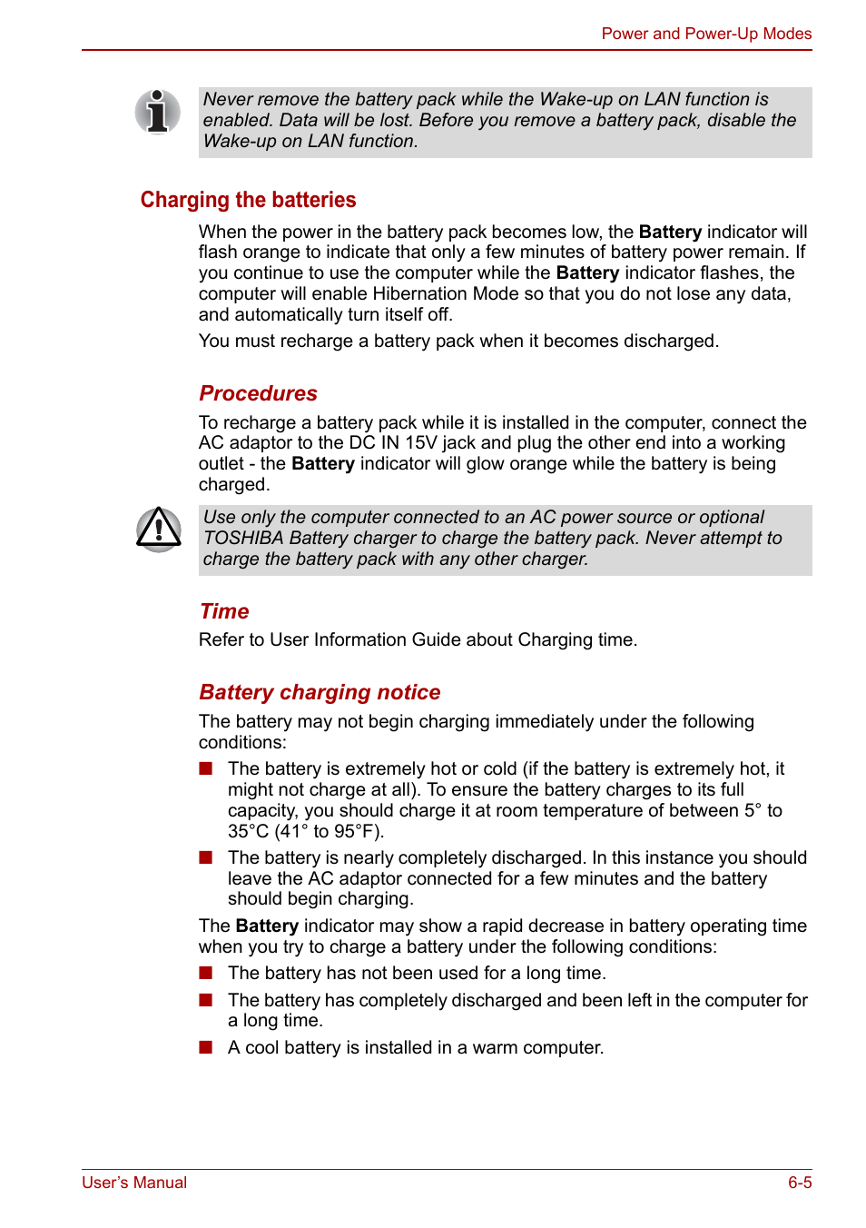 Charging the batteries | Toshiba Tecra M11 User Manual | Page 142 / 208