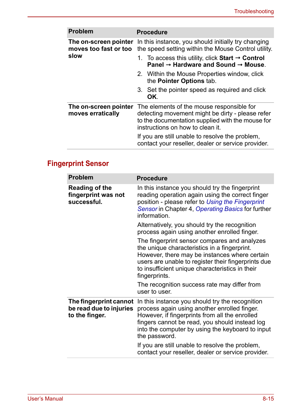 Fingerprint sensor | Toshiba Tecra M11 User Manual | Page 170 / 208