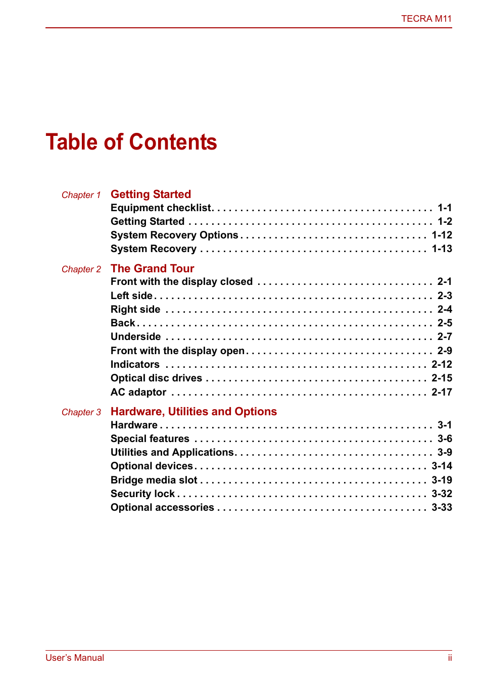 Toshiba Tecra M11 User Manual | Page 2 / 208