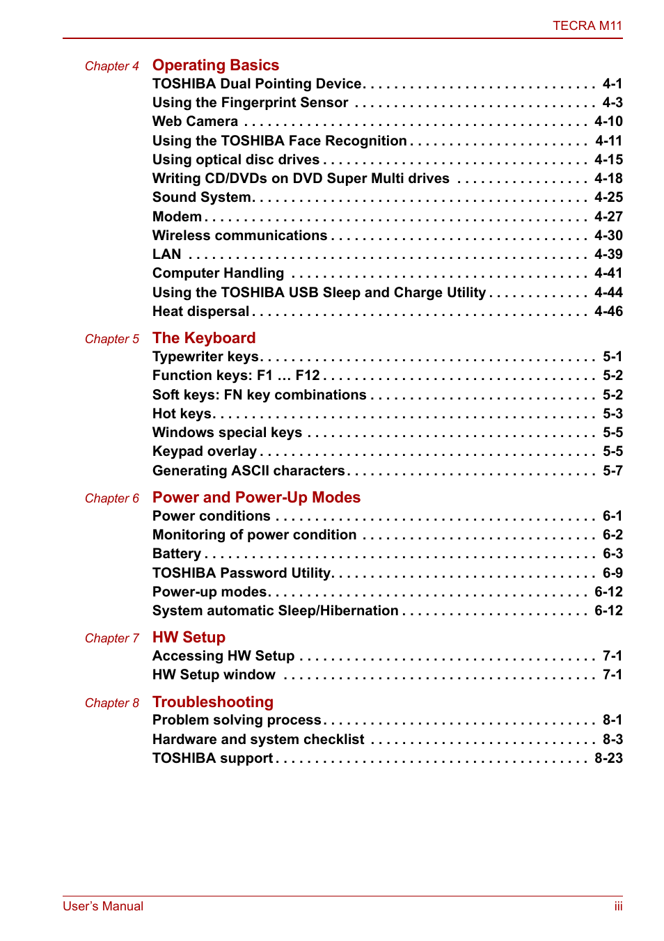 Toshiba Tecra M11 User Manual | Page 3 / 208