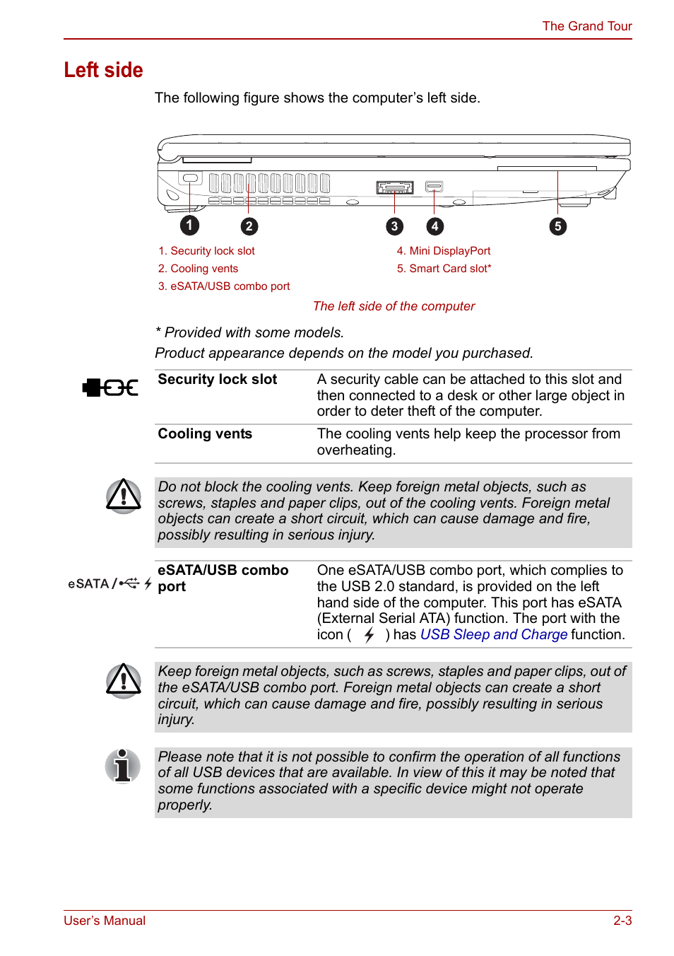 Left side, Left side -3 | Toshiba Tecra M11 User Manual | Page 36 / 208