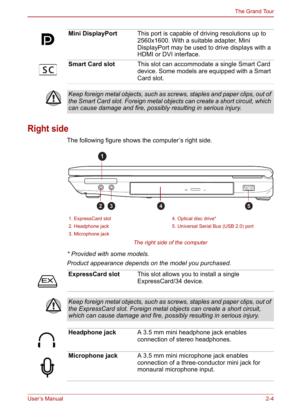 Right side, Right side -4 | Toshiba Tecra M11 User Manual | Page 37 / 208