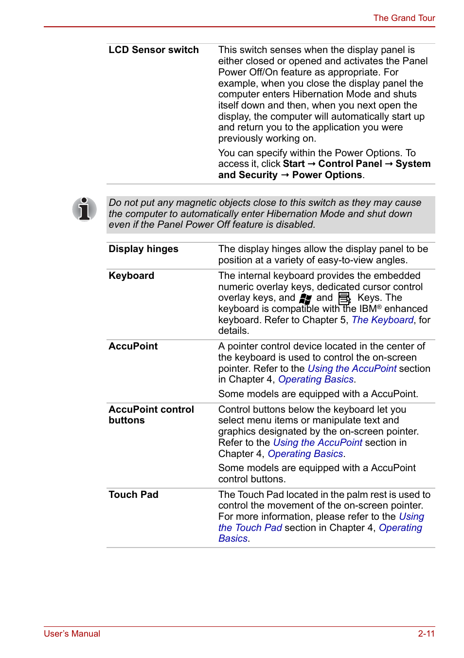 Toshiba Tecra M11 User Manual | Page 44 / 208