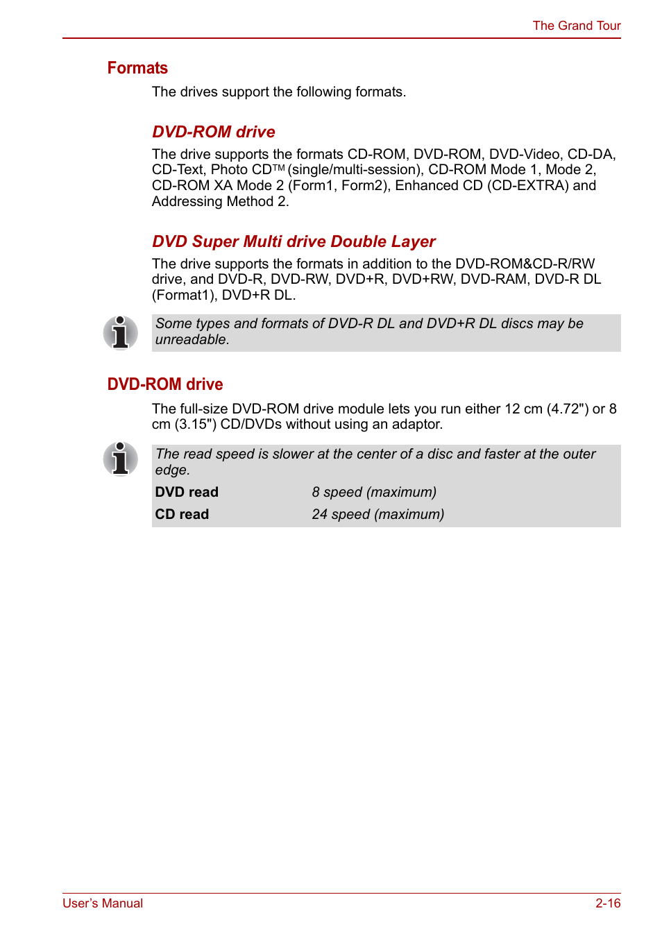 Formats, Dvd-rom drive | Toshiba Tecra M11 User Manual | Page 49 / 208