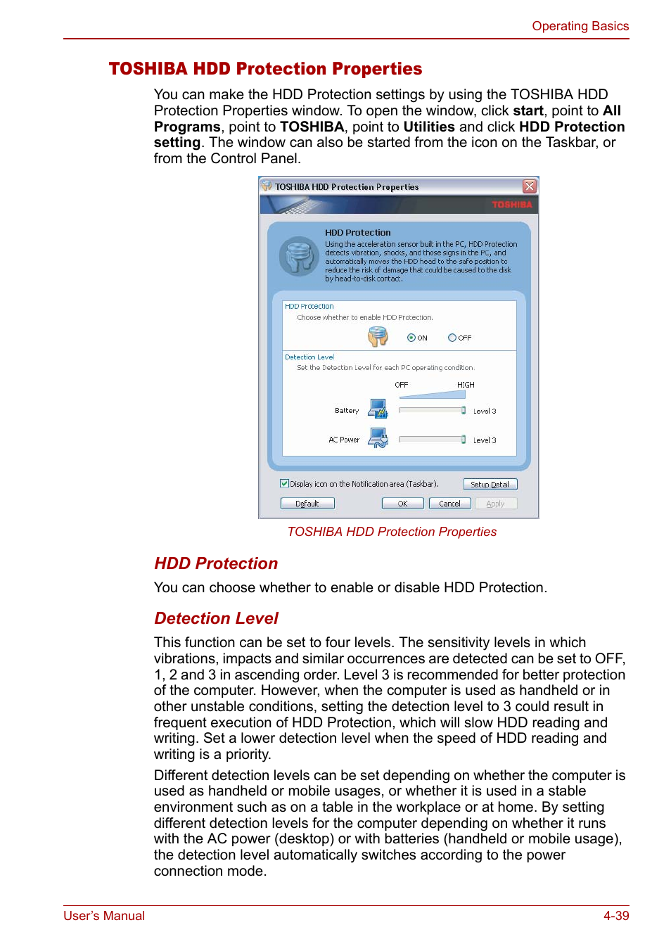 Toshiba hdd protection properties | Toshiba M5 User Manual | Page 101 / 240