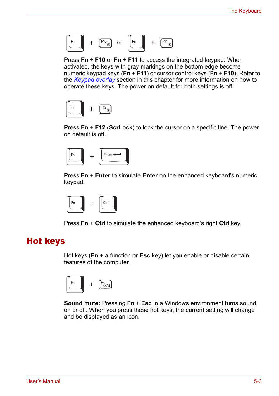 Hot keys, Hot keys -3 | Toshiba M5 User Manual | Page 105 / 240