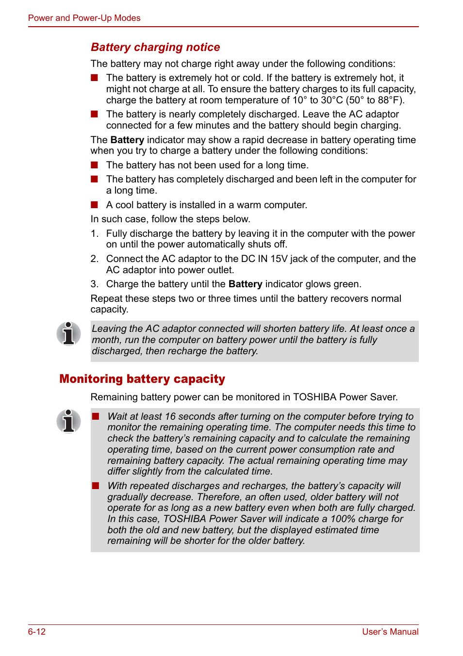 Monitoring battery capacity | Toshiba M5 User Manual | Page 124 / 240