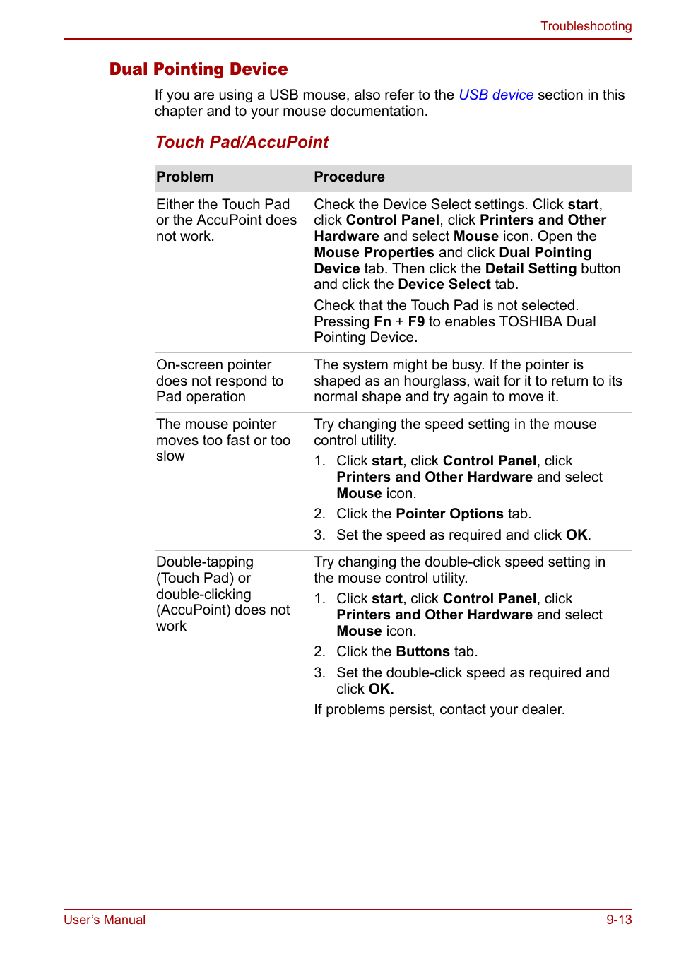 Dual pointing device | Toshiba M5 User Manual | Page 177 / 240