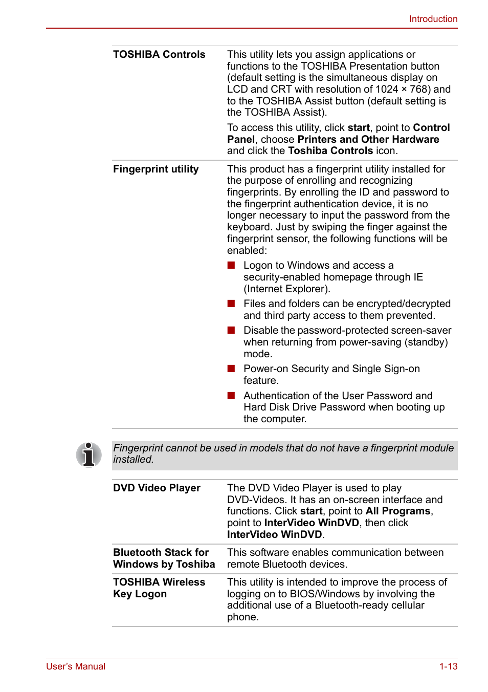 Toshiba M5 User Manual | Page 27 / 240